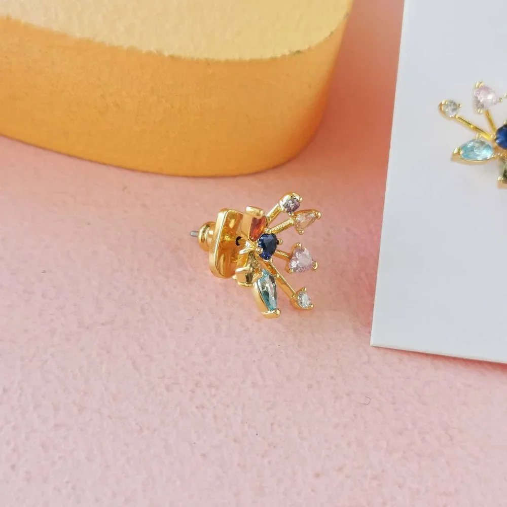 Kate Spade - Firework Floral Multi color Gold Studs Earrings